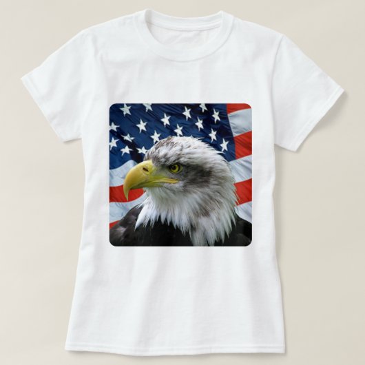 Bald Eagle American Flag T-shirt (Design voorkant)