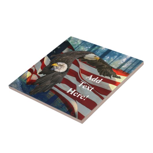 Bald Eagle American Flag Tegeltje (Zijkant)