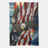 Bald Eagle American Flag Theedoek (Verticaal)