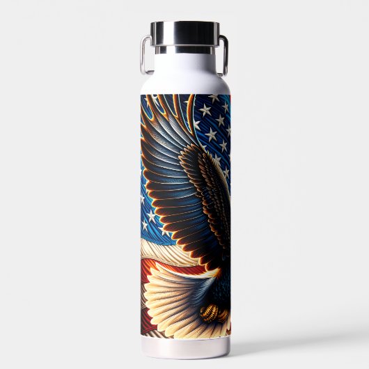 Bald Eagle American Flag Waterfles (Voorkant)