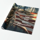 Bald Eagle American Flag Wrapping Paper Cadeaupapier (Uitgerold)