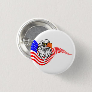 Bald Eagle American USA Flag Patriotic Art Ronde Button 3,2 Cm
