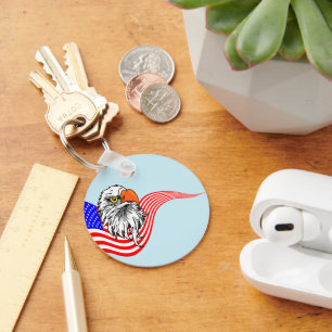 Bald Eagle American USA Flag Patriotic Art Sleutelhanger