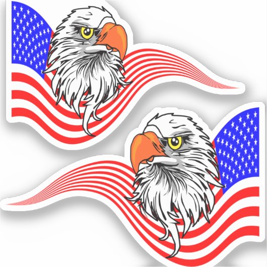 Bald Eagle American USA Flag Patriotic Art Sticker (Voorkant)