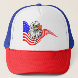 Bald Eagle American USA Flag Patriotic Art Trucker Pet