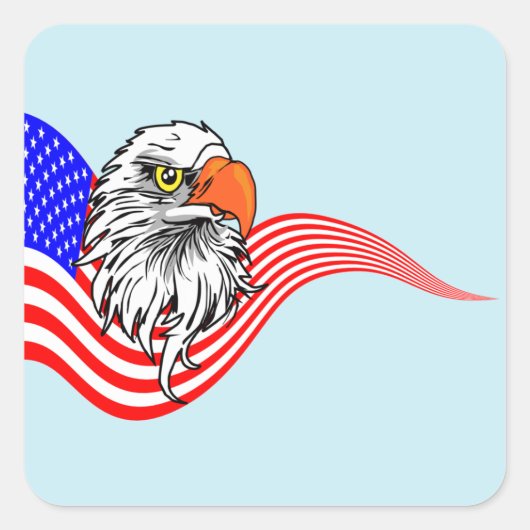 Bald Eagle American USA Flag Patriotic Art Vierkante Sticker (Voorkant)