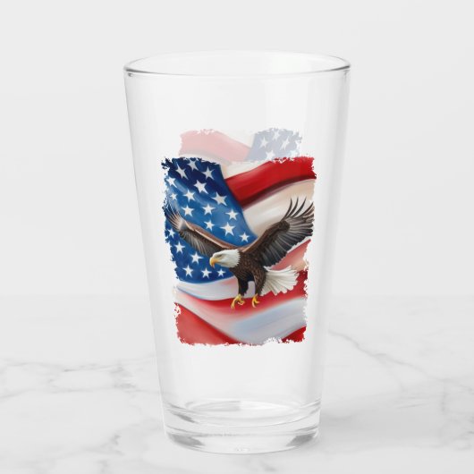 Bald Eagle & Amerikaanse vlag 4 juli Glas (Achterkant)
