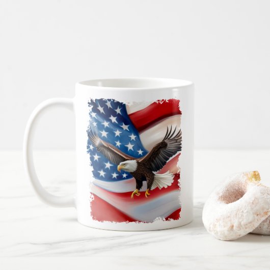 Bald Eagle & Amerikaanse vlag 4 juli Koffiemok (Met donut)