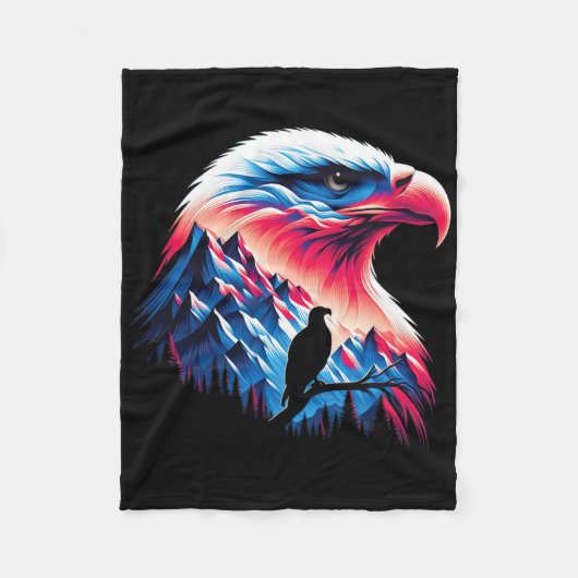 Bald Eagle Amerikaanse vlag 4 juli Patriottische C Fleece Deken (Voorkant)
