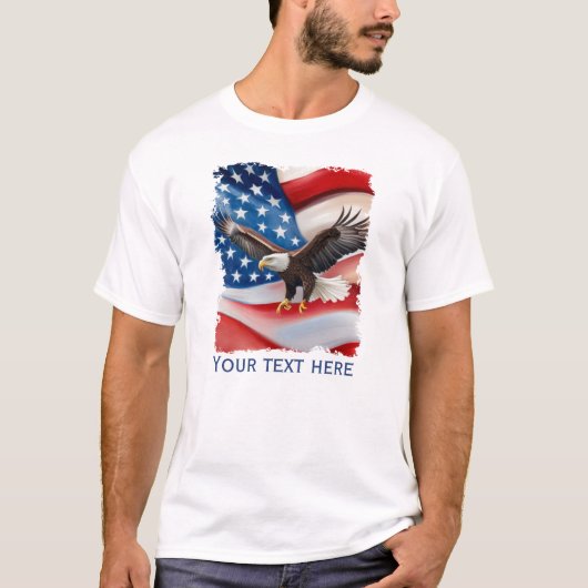 Bald Eagle & Amerikaanse vlag 4 juli T-shirt (Voorkant)