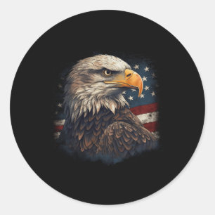 Bald Eagle Amerikaanse vlag 4 juli Trotse Patr Ronde Sticker