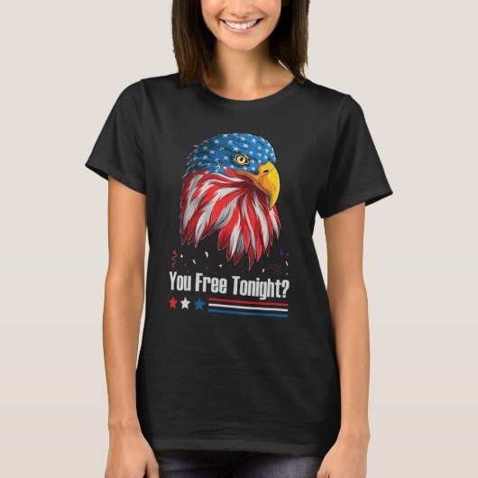 Bald Eagle Amerikaanse vlag je gratis vanavond 4e T-shirt (Voorkant)