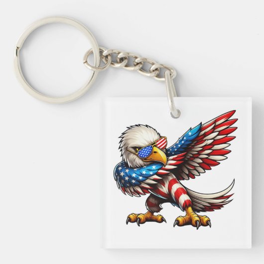 Bald Eagle Amerikaanse vlag Patriottisch 4 juli Sleutelhanger (voorkant)