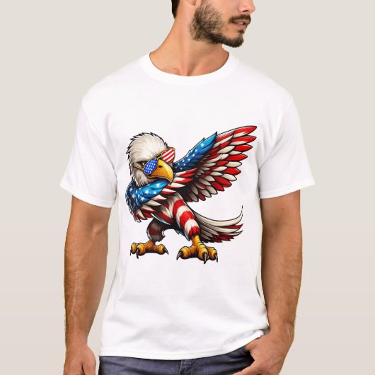 Bald Eagle Amerikaanse vlag Patriottisch 4 juli T-shirt (Voorkant)