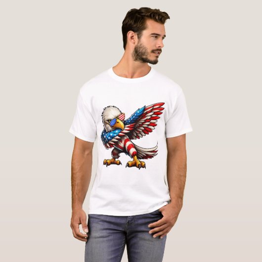 Bald Eagle Amerikaanse vlag Patriottisch 4 juli T-shirt (Voorkant volledig)