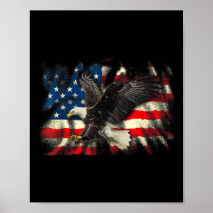 Bald Eagle  Amerikaanse Vlag Patriottische Verenig Poster