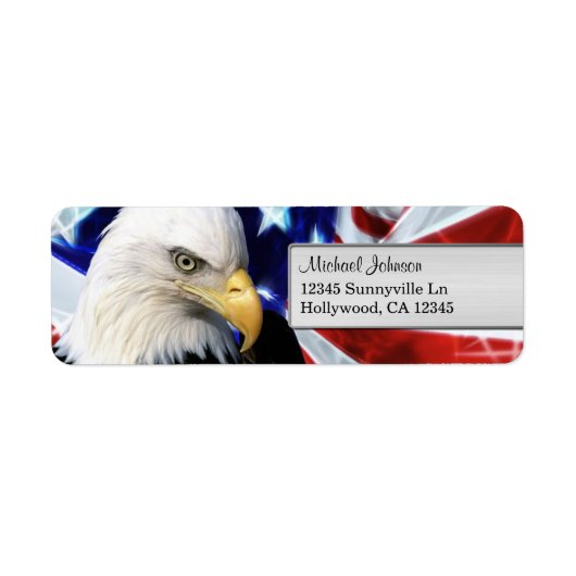 Bald Eagle Amerikaanse vlag retour adres label (Voorkant)
