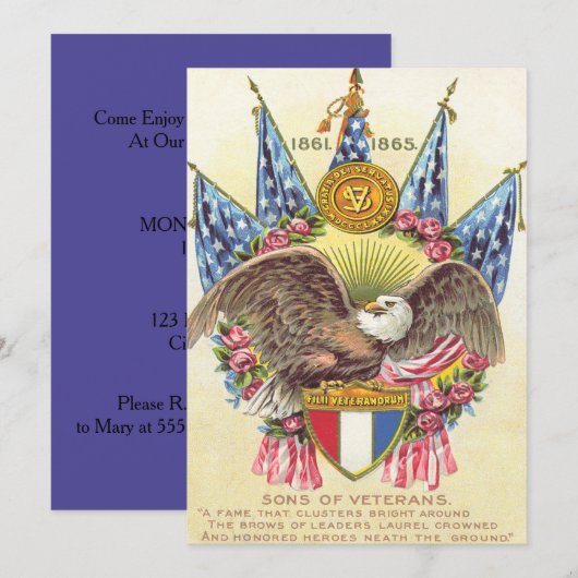 Bald Eagle Amerikaanse vlag Roos Kaart (Voorkant / Achterkant)