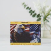 Bald Eagle an Statue of Liberty an American flag Briefkaart (Staand voorkant)