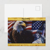 Bald Eagle an Statue of Liberty an American flag Briefkaart (Voorkant / Achterkant)
