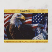 Bald Eagle an Statue of Liberty an American flag Briefkaart (Voorkant)