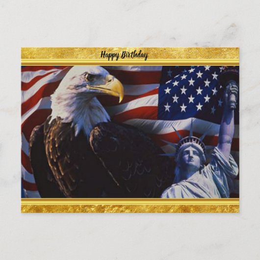 Bald Eagle an Statue of Liberty an American flag Briefkaart (Voorkant)