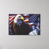 Bald Eagle an Statue of Liberty an American flag Canvas Afdruk (Voorkant)