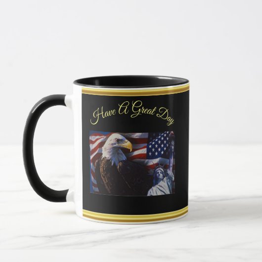 Bald Eagle an Statue of Liberty an American flag Mok (Links)