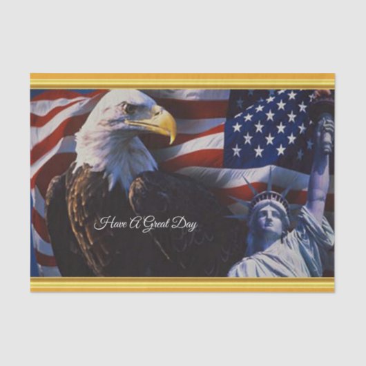 Bald Eagle an Statue of Liberty an American flag Tissuepapier (Voorkant)