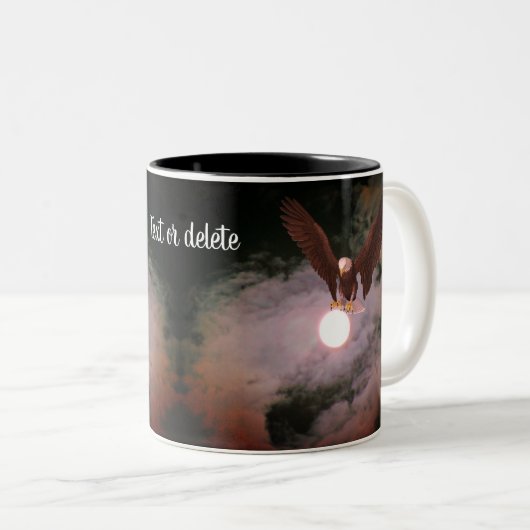 Bald Eagle and Full Moon Fantasy Personalized Tweekleurige Koffiemok (Voorkant rechts)