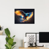 Bald Eagle Artwork Fire en Ice Poster (Thuiskantoor)