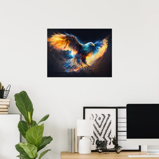 Bald Eagle Artwork Fire en Ice Poster (Thuiskantoor)