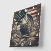 Bald Eagle beroemd gemaakt door Mountains and Flag Vierkante Klok (Hoek)