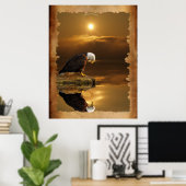 Bald Eagle bij Sunset Gratitude Series Poster (Thuiskantoor)