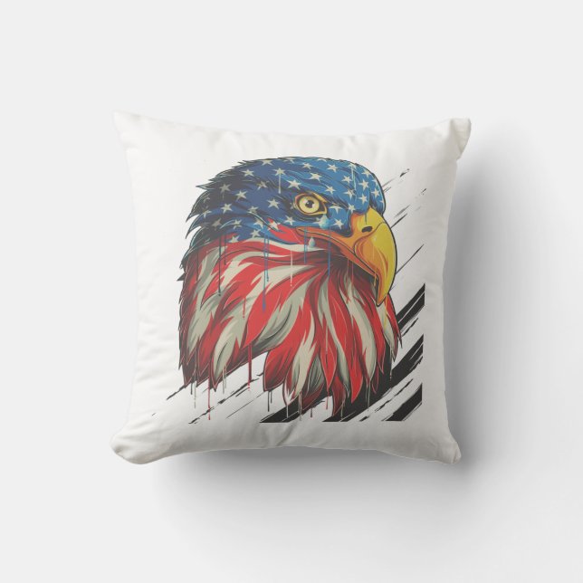 Bald Eagle Bird USA Flag Crying Patriotic Kussen (Voorkant)
