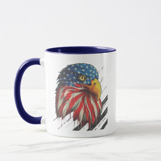 Bald Eagle Bird USA Flag Crying Patriotic Mok (Links)