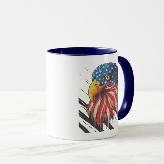 Bald Eagle Bird USA Flag Crying Patriotic Mok (Voorkant rechts)