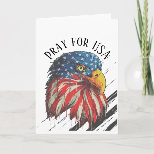 Bald Eagle Bird USA Flag Crying Pray for USA Blank Kaart (Voorkant)