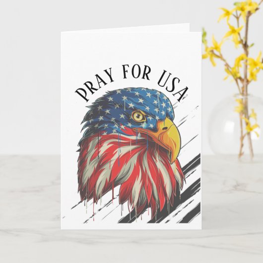 Bald Eagle Bird USA Flag Crying Pray for USA Blank Kaart (Gele Bloem)
