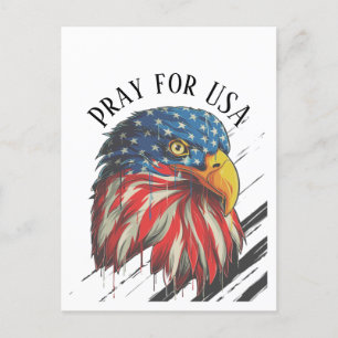 Bald Eagle Bird USA Flag Crying Pray for USA Briefkaart