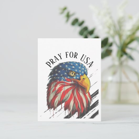 Bald Eagle Bird USA Flag Crying Pray for USA Briefkaart (Staand voorkant)
