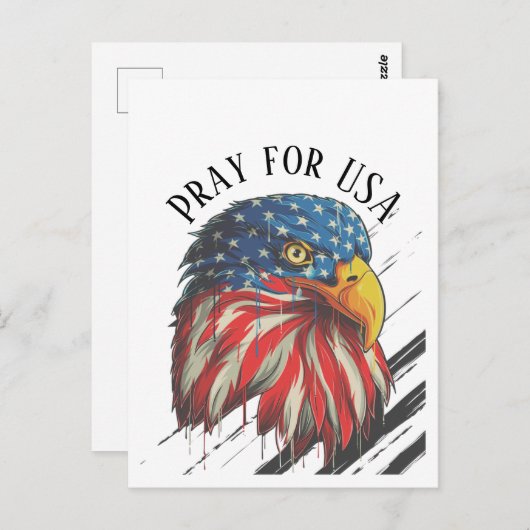 Bald Eagle Bird USA Flag Crying Pray for USA Briefkaart (Voorkant / Achterkant)
