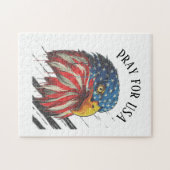 Bald Eagle Bird USA Flag Crying Pray for USA Legpuzzel (Horizontaal)