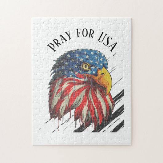 Bald Eagle Bird USA Flag Crying Pray for USA Legpuzzel (Verticaal)
