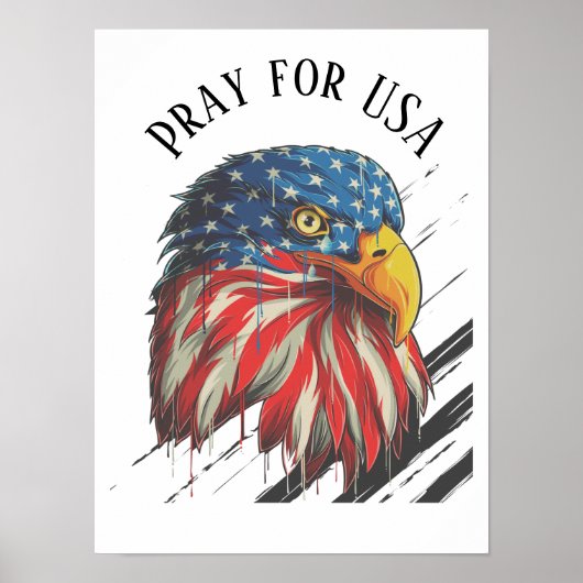 Bald Eagle Bird USA Flag Crying Pray for USA Poster (Voorkant)