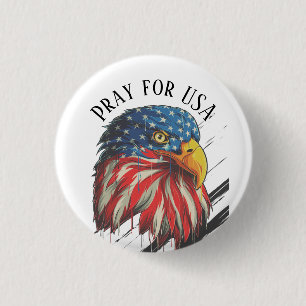 Bald Eagle Bird USA Flag Crying Pray for USA Ronde Button 3,2 Cm
