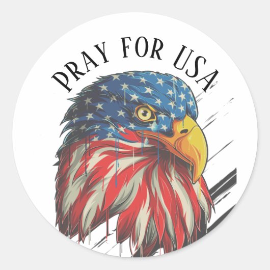 Bald Eagle Bird USA Flag Crying Pray for USA Ronde Sticker (Voorkant)