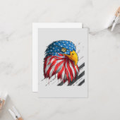 Bald Eagle Bird USA Flag Crying Symbol Kaart (Voorkant / Achterkant in situ)
