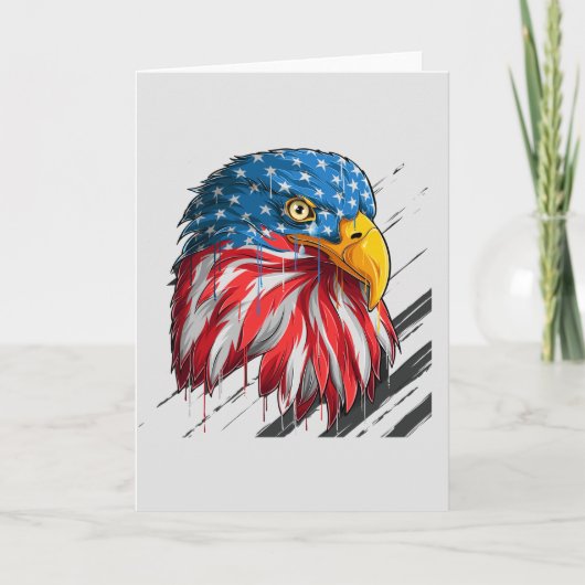 Bald Eagle Bird USA Flag Crying Symbol Kaart (Voorkant)