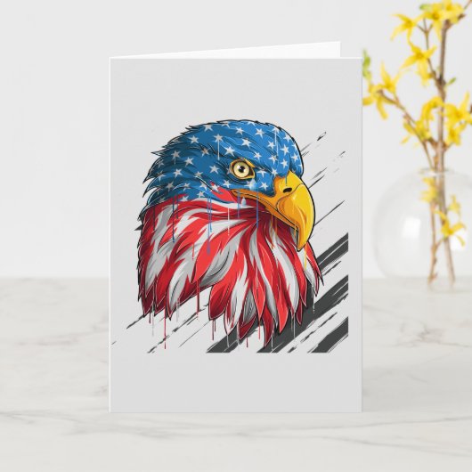 Bald Eagle Bird USA Flag Crying Symbol Kaart (Gele Bloem)
